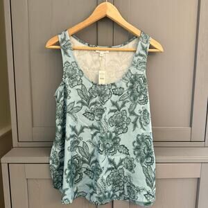 Haven Well Within Tank Top Small Blue Floral EcoVero Cupro NWT Sleeveless Blouse